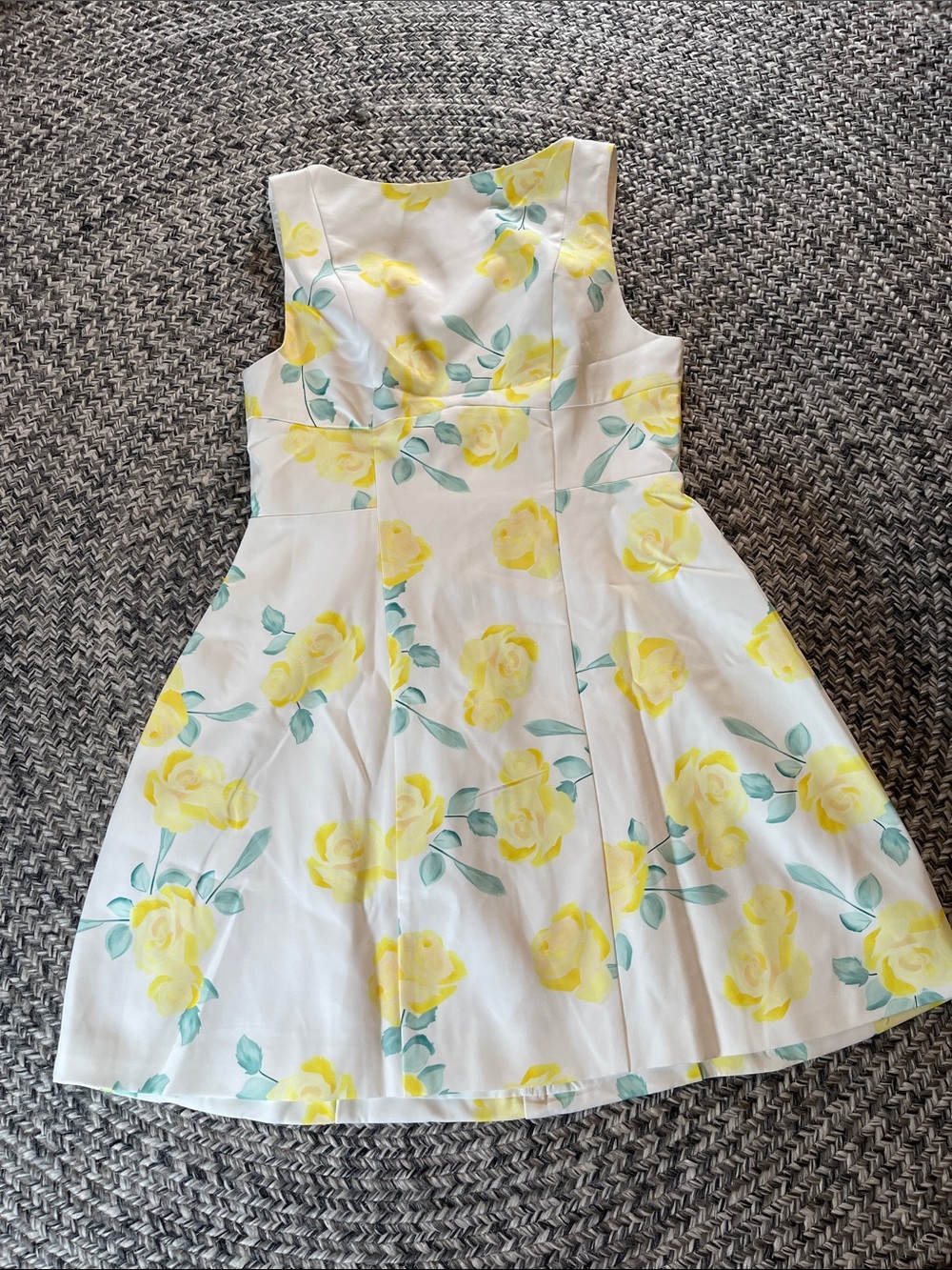 Sleeveless Yellow Floral Fit & Flare Mini Dress